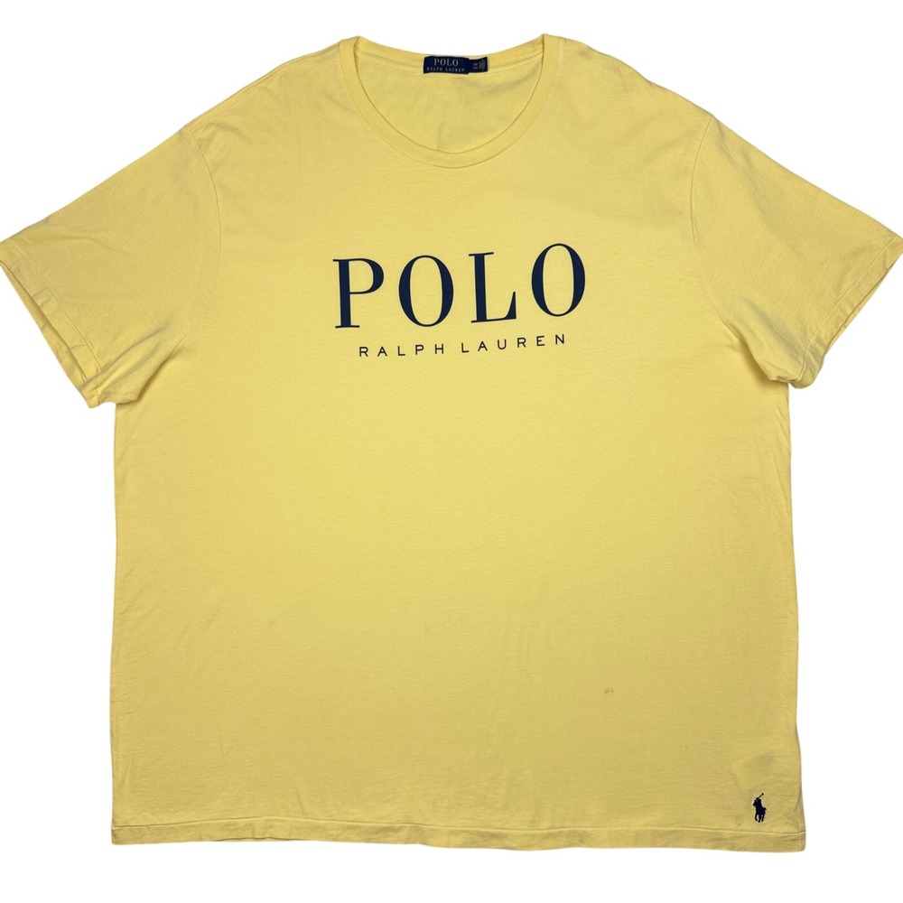 Polo Ralph Lauren Logo Graphic T-Shirt Big & Tall Mens 3XB Yellow Navy Pony